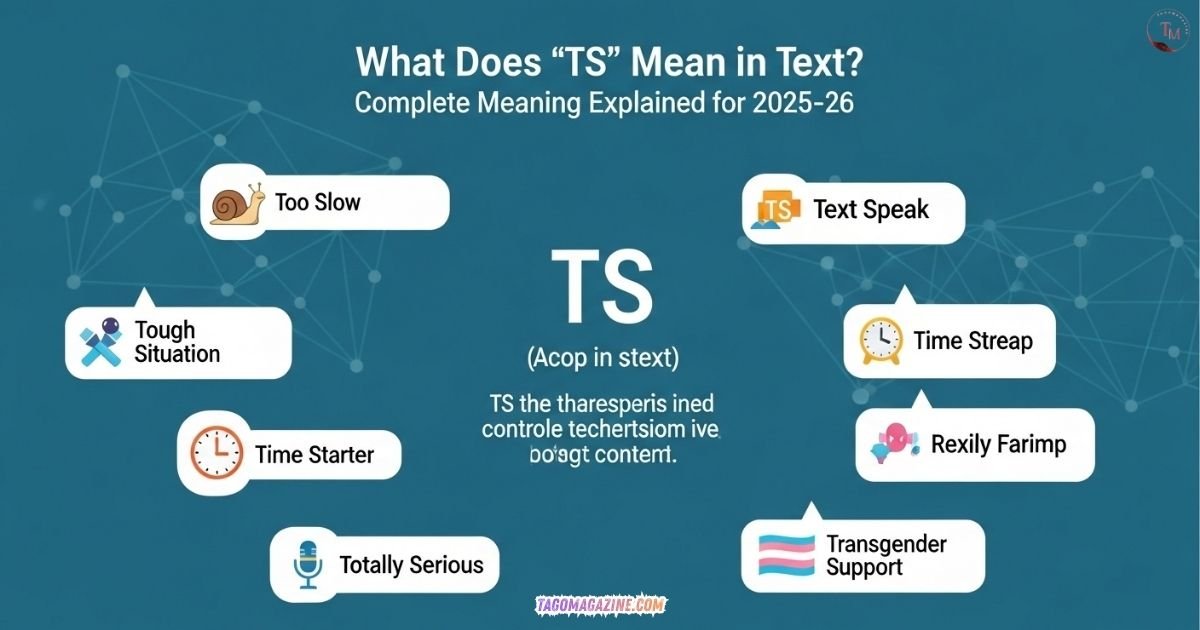 ### What does TS mean on texting? On texting, TS commonly means this shit, used informally to emphasize something or someone. It can also mean tough situation or timestamp depending on context, so interpretation changes based on conversation tone and message content. ### What is TS on social media? On social media, TS usually stands for this shit, expressing emphasis or reaction. It may also mean timestamp or term of endearment in niche groups, depending on platform culture and community usage patterns online trends. ### What does TS mean in Gen Z? Gen Z often uses TS as this shit, meaning something impressive, relatable, or frustrating depending on tone. It reflects casual slang communication across chats, memes, and short-form social media conversations among digital youth culture today. ### What is TS in Snap? On Snapchat, TS usually means timestamp showing when a snap was sent or received. It can also refer to this shit in casual chats, but context decides meaning across conversations and friend groups widely used. ### What is ts slang for Instagram? On Instagram, ts slang often means this shit, used to emphasize posts, captions, or reactions. It can also mean timestamp or term slang depending on creator communities and online engagement style in modern usage trends. ### What is the TS meaning? TS meaning varies widely, commonly referring to this shit in slang, timestamp in messaging, or tough situation. Its interpretation depends on context, platform, and user communication style in digital conversations across online platforms today used. ### What is TS in group chat? In group chats, TS usually means this shit or timestamp, used to highlight messages, reactions, or time details. Meaning changes depending on group culture and ongoing conversation context among members within digital communication spaces today. ### What does "ts cute" mean? In slang, ts cute usually means that’s cute, expressing admiration or affection in casual chats. It reflects playful tone in texting, social media comments, and Gen Z communication style across online interactions today widely used. ### What does ts tuff mean? ts tuff is slang meaning that’s tough, used to show empathy, respect, or reaction to impressive or difficult situations. It appears in gaming chats, social media comments, and casual conversations among young users online today. ### What does TS mean on twitter? On Twitter, TS commonly means this shit, used for emphasis in tweets, replies, or memes. It can also mean timestamp or technical slang depending on niche communities and context across social media platforms today used. ### What does TS stand for in gaming? In gaming, TS often stands for TeamSpeak, a voice communication tool used by players. It can also mean this shit in slang chats, depending on gaming community context and tone during online multiplayer sessions today. ### What does TS mean in someone's name? What Is TS Mean in Text